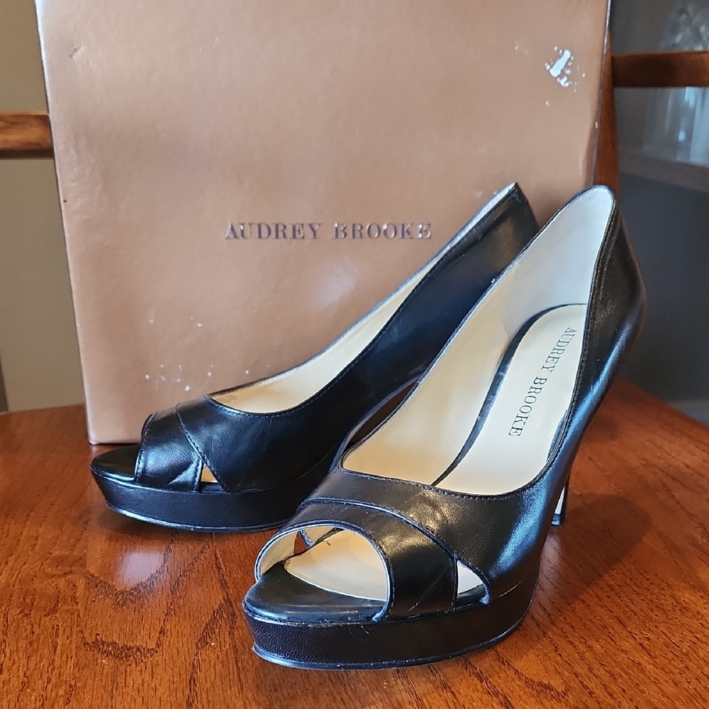 Audrey Brooke Elegant Black Peep Toe Heels
